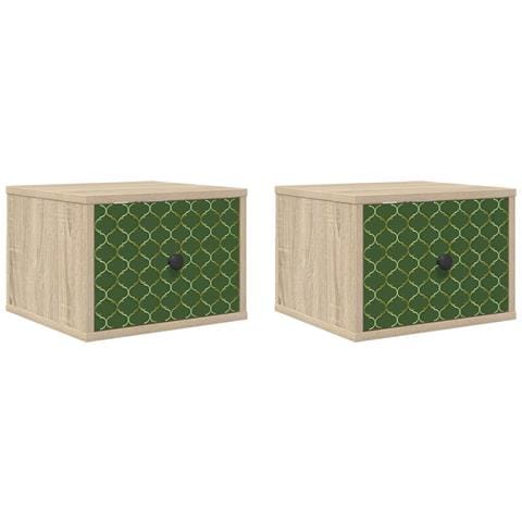 Mobiletto da comodino a parete GELEEN 2 pz Rovere Sonoma - Foto 1