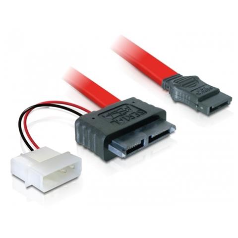 Cable SATA Slimline female + 2pin power > SATA, Rosso - Foto 1