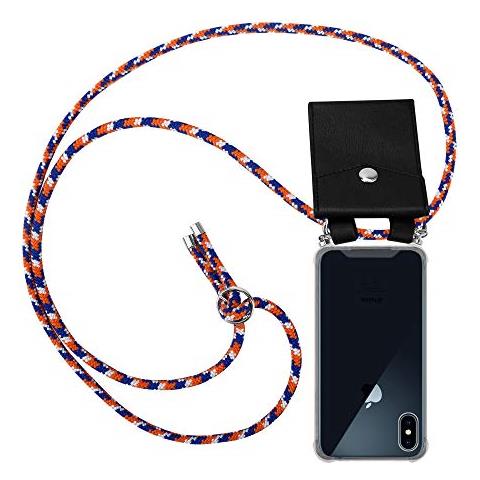 Catena Di Telefoni Cellulari Compatibile Con Apple Iphone X / Xs In Arancio Blu Bianco - Coperchio Protettivo In Silicone Con Anelli D'argento, Cinturino In Corda E Custodia Staccabile - Foto 1