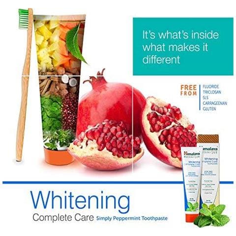 Whitening Dentifricio - All Natural Fluoruro Libero Sls Glutine E Carrageenan Gratuito - Rimuove La Placca Alito Cattivo Previene La Carie E Gengive Sanguinanti - Semplicemente Peppermint 150g - Foto 2