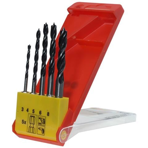 513900, Drill, Set di punte per trapano, Hardwood, Legno dolce, Chromium-Vanadium Steel (Cr-V) , 3, 4, 5, 6, 8, Nero - Foto 1