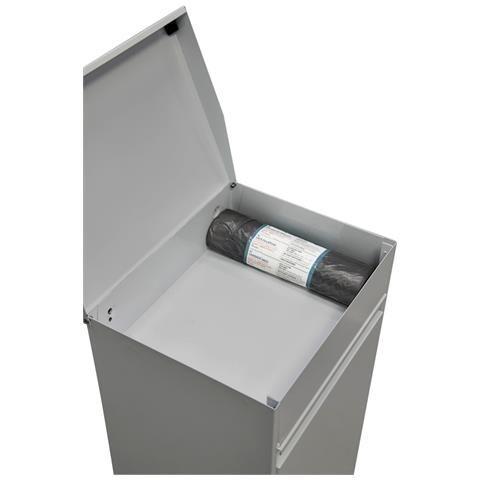 Top Cr222-b Pattumiera Per Raccolta Differenziata Con Ripiano Superiore Multiuso, 2 Secchi, Mobile D'acciaio Per Differenziata, 2 X 17 L (34 L), Grigio Chiaro - Foto 3