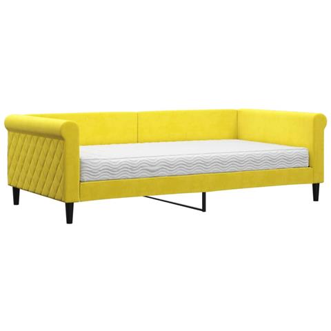 Divano Letto Con Materasso Giallo 100x200 Cm In Velluto - Foto 1