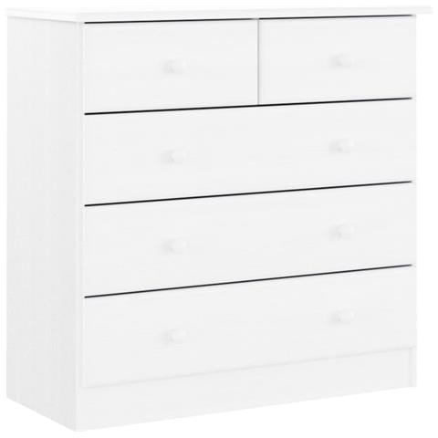 Cassettiera Alta Bianca 77x35x73 Cm In Legno Massello Di Pino - Foto 1