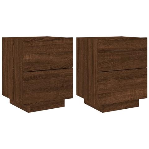 Comodini Con Luci Led 2pz Rovere Marrone In Legno Multistrato - Foto 2