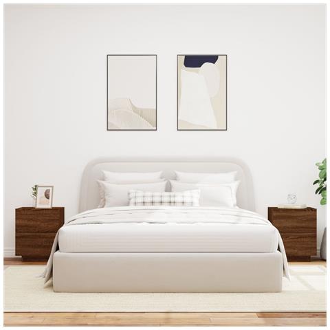 Comodini Con Luci Led 2pz Rovere Marrone In Legno Multistrato - Foto 3