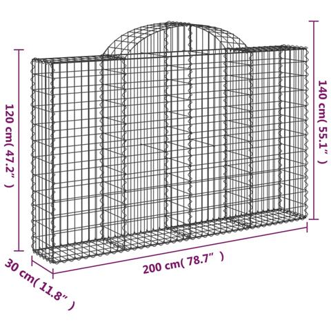 Cesto Gabbione Ad Arco 200x30x120/140 Cm Ferro Zincato - Foto 4