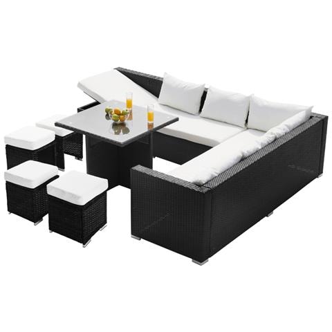 Set Da Giardino In Rattan Intrecciato Nero Da 10 Posti Samoa - Foto 1