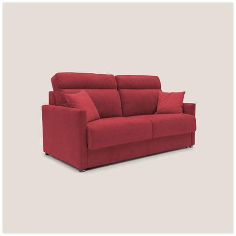 Margot Divano letto matrimoniale con schienale morbido alto in tessuto T02 156 cm (mat. 120x197) rosso - Foto 1