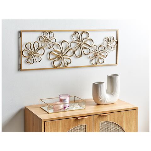 Decorazione Da Parete Fiore Cerium Metallo 31 Cm Oro - Foto 1