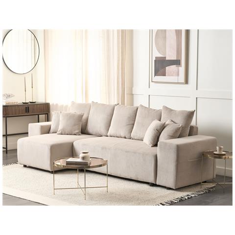 HOMCOM Divano angolare a 3 posti, reversibile a destra o sinistra, soggiorno, grande comfort, schienale imbottito, beige