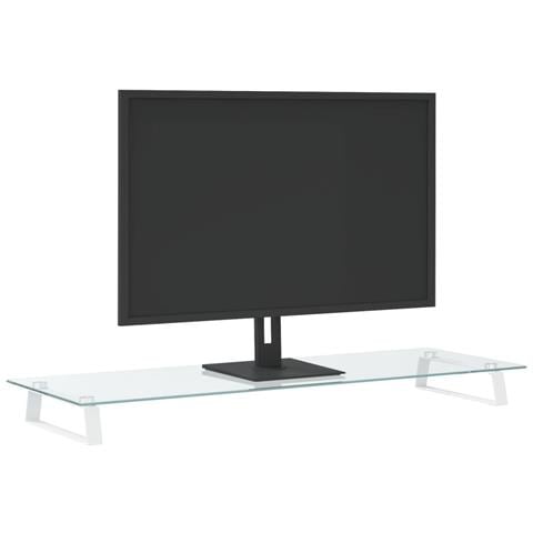 Supporto per Monitor Bianco 100x35x8cm Vetro Temperato Metallo - Foto 3