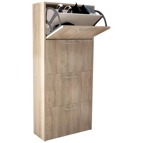 Scarpiera Da Interno A 4 Ante Con Doppio Scomparto In Legno Anita - Burlywood - Foto 1