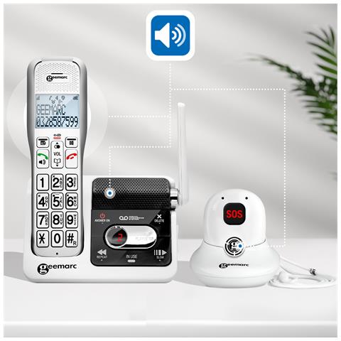 Telefono Cordless Amplidect 595 Sos Pro Con Ciondolo Sos E Segreteria, Bianco - Foto 2