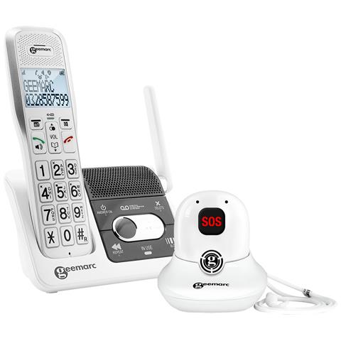 Telefono Cordless Amplidect 595 Sos Pro Con Ciondolo Sos E Segreteria, Bianco - Foto 1