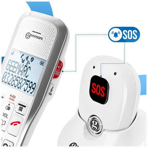 Telefono Cordless Amplidect 595 Sos Pro Con Ciondolo Sos E Segreteria, Bianco - Foto 5