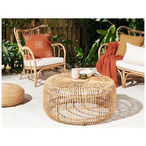 Tavolino Da Caffè Rattan Naturale Legno Chiaro Randazzo - Foto 1