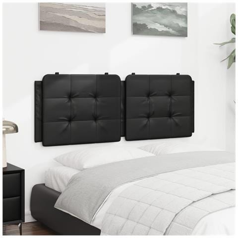 Cuscino Testiera Nero 120 Cm In Similpelle - Foto 3
