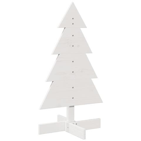 Albero Di Natale Decorativo Bianco 80 Cm Legno Massello Di Pino - Foto 2