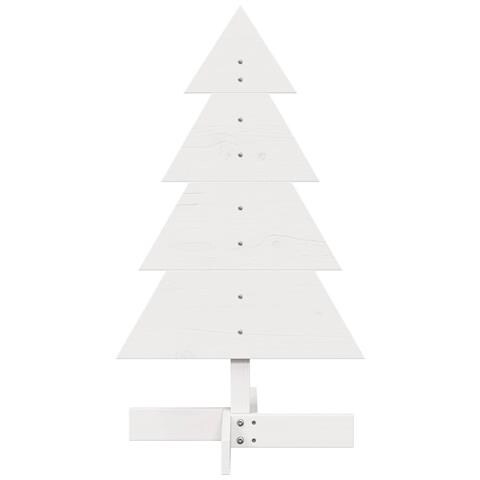 Albero Di Natale Decorativo Bianco 80 Cm Legno Massello Di Pino - Foto 3