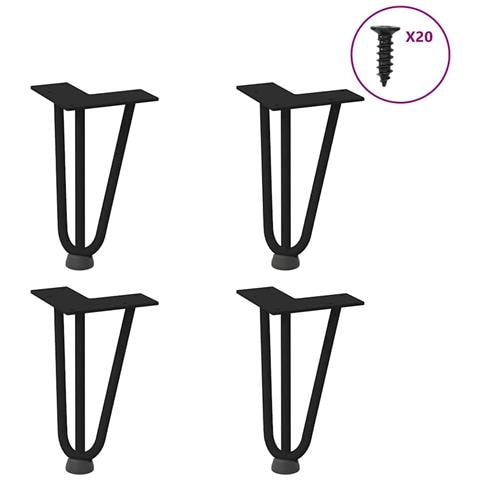 Gambe Per Tavolo A Forcina 4 Pz Nero 20 Cm In Acciaio Massiccio - Foto 1