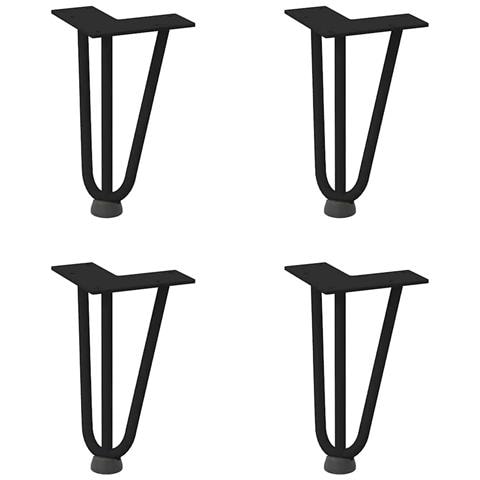 Gambe Per Tavolo A Forcina 4 Pz Nero 20 Cm In Acciaio Massiccio - Foto 2
