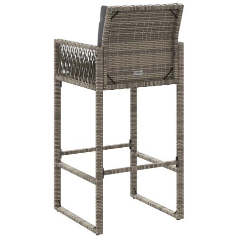 Sgabelli da Bar con Cuscini 2 pz Grigi in Polyrattan - Foto 2