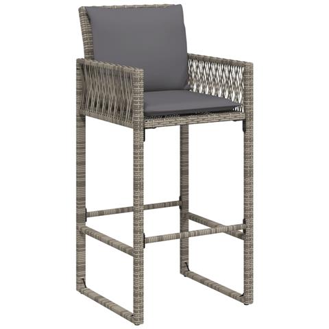 Sgabelli da Bar con Cuscini 2 pz Grigi in Polyrattan - Foto 10