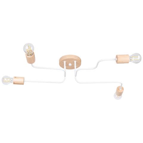 Lampadario Timbo 4 Bianco Sl. 1665 - Soppalco Lampadario Bianco /legno Naturale 16.5x75x58 Cm - Foto 1