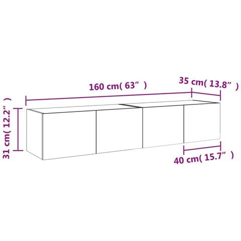 Mobili TV a Parete con Luci LED 2pz Rovere Sonoma 80x35x31 cm - Foto 2