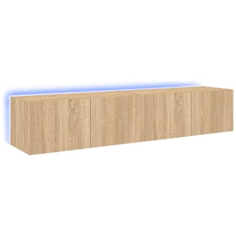 Mobili TV a Parete con Luci LED 2pz Rovere Sonoma 80x35x31 cm - Foto 1