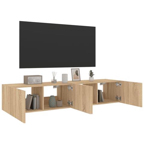 Mobili TV a Parete con Luci LED 2pz Rovere Sonoma 80x35x31 cm - Foto 10