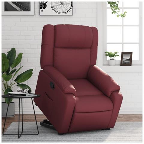 Poltrona Alzapersona Reclinabile Rosso Vino In Similpelle - Foto 1