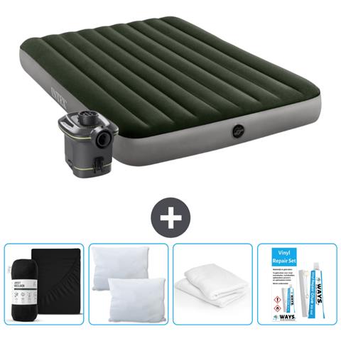 Set Materassino Gonfiabile - 203x152x25 Cm - Verde - Include Accessori Coordinati Cb17 - Foto 1