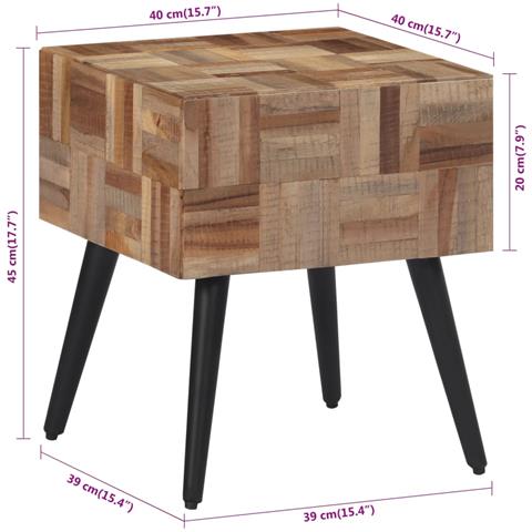 Tavolino 40x40x45 Cm Teak Massello Di Recupero - Foto 8