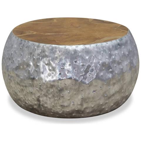 Lusso Casadino -  Tavolino Da Salotto In Alluminio E Legno Di Teak 60x60x30 Cm - Foto 1