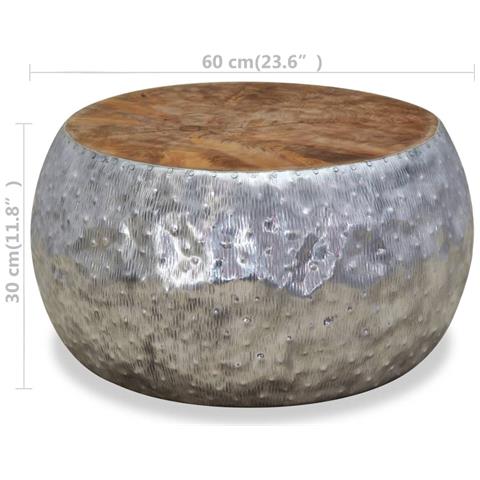 Lusso Casadino -  Tavolino Da Salotto In Alluminio E Legno Di Teak 60x60x30 Cm - Foto 7