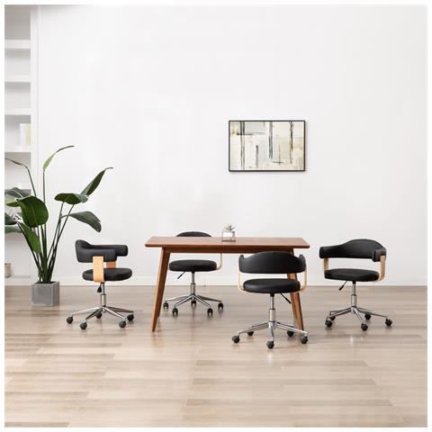 Sedie Da Pranzo Girevoli 4 Pz Nere In Similpelle - Foto 8