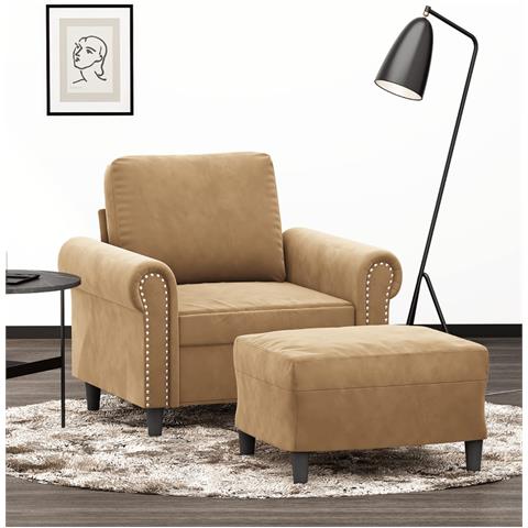 Lusso Casadino -  Poltrona Con Poggiapiedi Marrone 60 Cm In Velluto - Foto 7