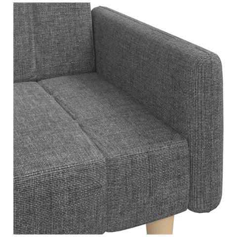 Divano Letto a 2 Posti Grigio Chiaro in Tessuto - Foto 9