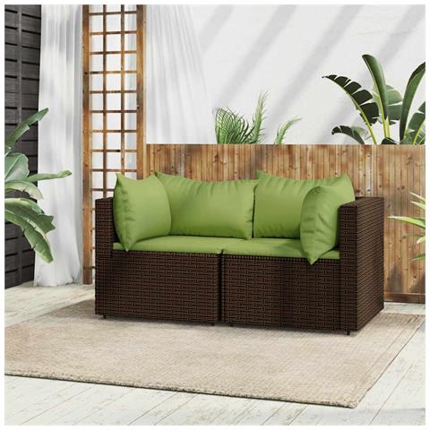 Divani Angolari da Giardino con Cuscini 2pz Polyrattan Marrone - Foto 2
