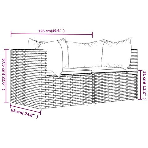 Divani Angolari da Giardino con Cuscini 2pz Polyrattan Marrone - Foto 9