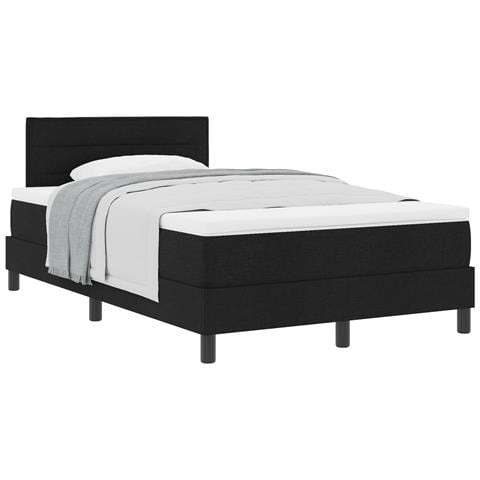 Letto Box Spring con Materasso Nero 120x190 cm Tessuto - Foto 1