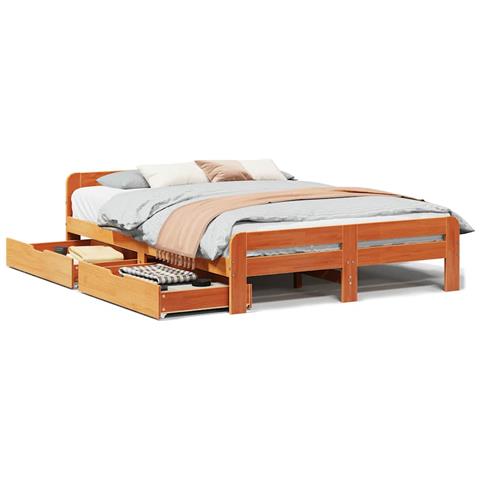 Letto senza Materasso Marrone Cera 160x200 cm in Legno di Pino - Foto 1