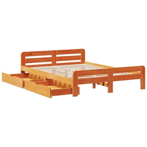 Letto senza Materasso Marrone Cera 160x200 cm in Legno di Pino - Foto 9