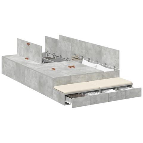 Struttura letto contenitore grigio cemento 120x190 cm - Foto 1