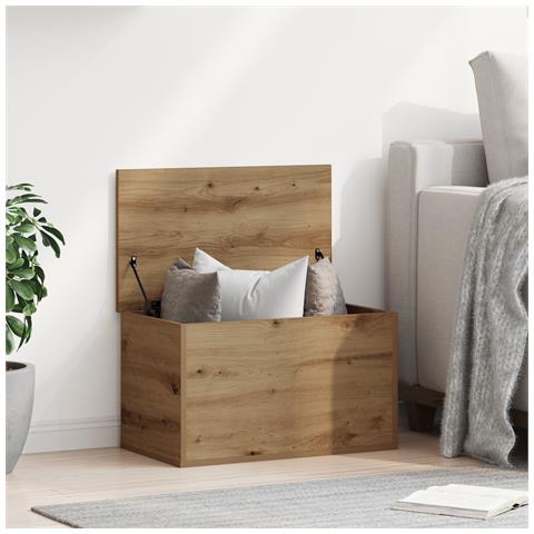 Scatola di stoccaggio  con coperchio in rovere artigianale 60x35x35 cm in legno ingegnerizzato - Foto 2