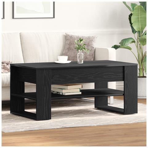 Tavolino da caffè in rovere nero 102x55x45 cm in legno ingegnerizzato - Foto 2