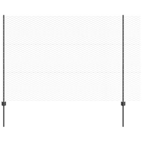 Posti per Recinzioni 10 pz U-Channel Grigio 150 cm Acciaio, Recinto Esagonale Grigio 1.5x10 m Acciaio - Foto 1