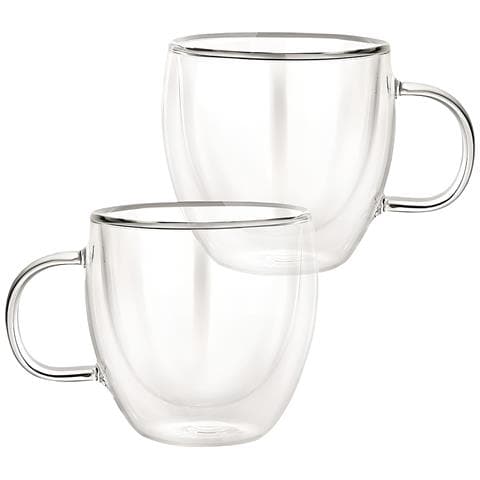 Lotto 2 Bicchieri Con Doppia Parete Da 250 Ml In Vetro Borosilicato, Trasparente - Foto 1